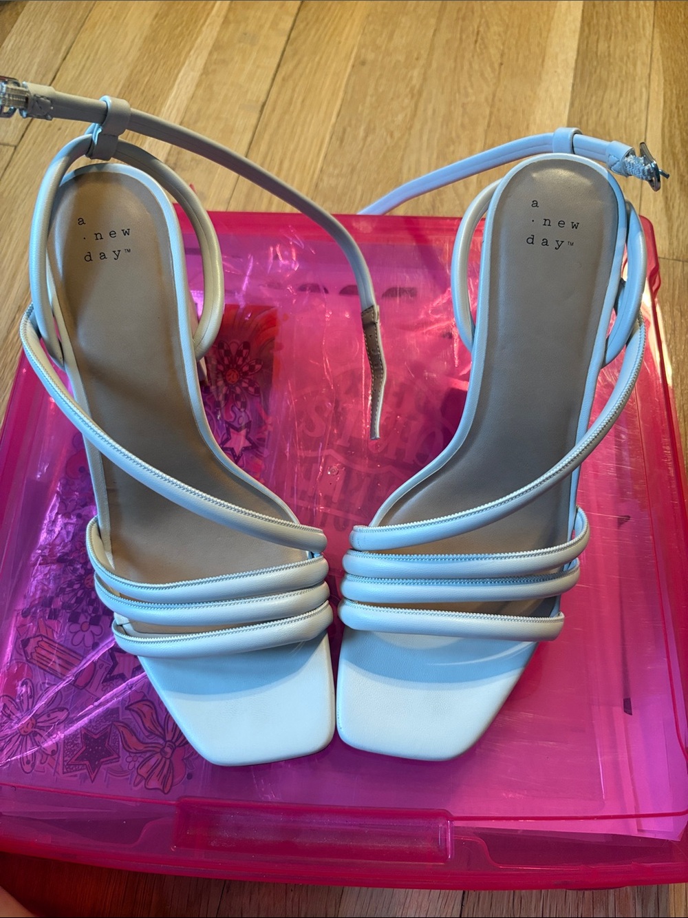 a new day White Multi-Strap Square-Toe Heeled Sandals